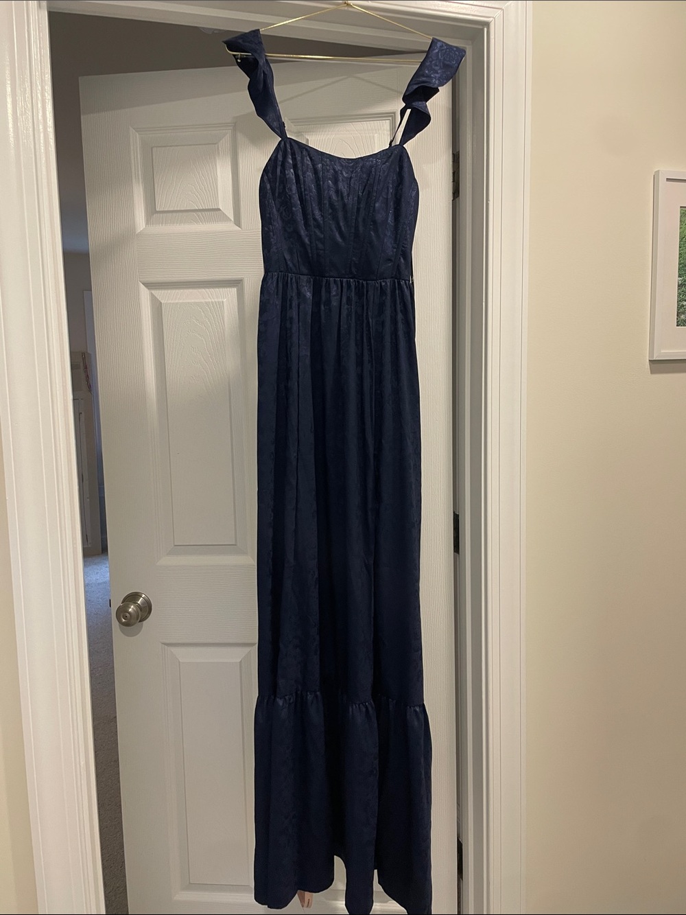Lulu's Navy Ruffle-Strap Tiered Maxi Dress